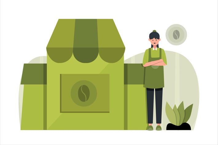 Coffee Shop Flat Design Vector Illustration