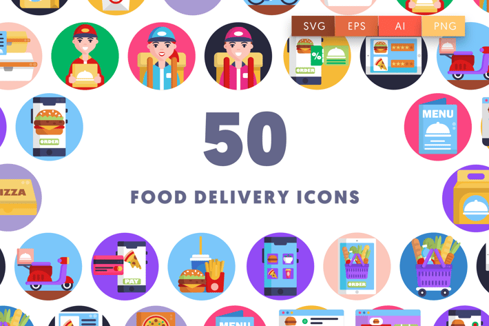50 Food Delivery Icons