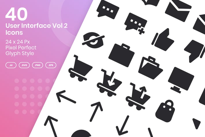 40 User Interface Vol 2 Icons Set - Glyph