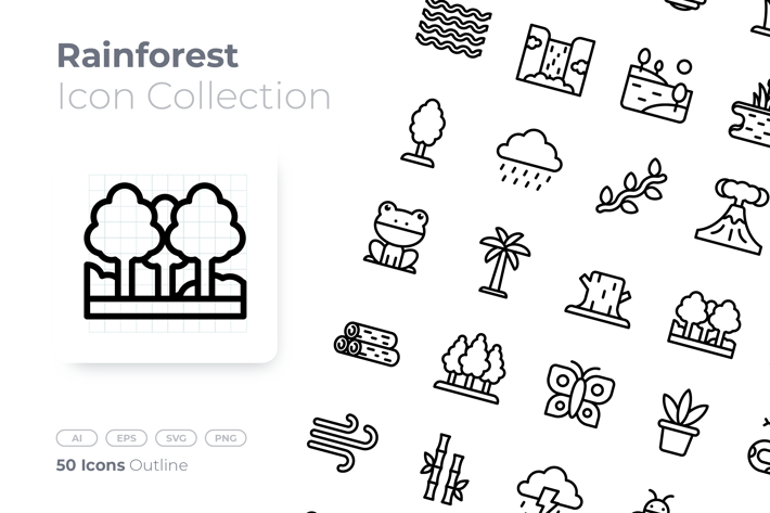 Rain Forest Outline Icon