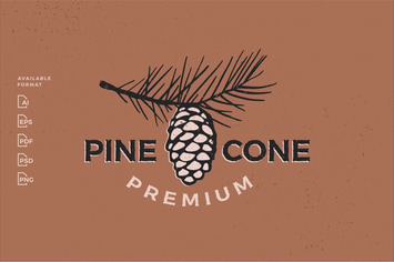 Pine Cone Conifer Vintage Aesthetic Logo