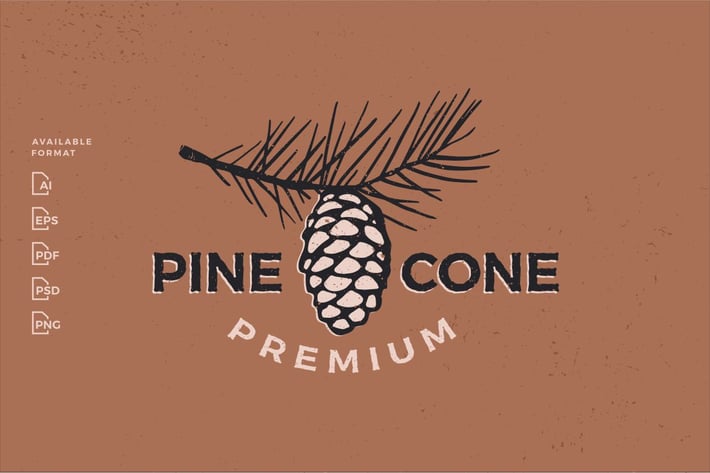 Pine Cone Conifer Vintage Aesthetic Logo