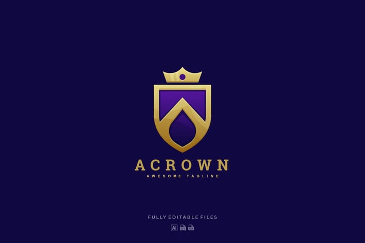 Abstract Letter A with Crown Luxury Logo