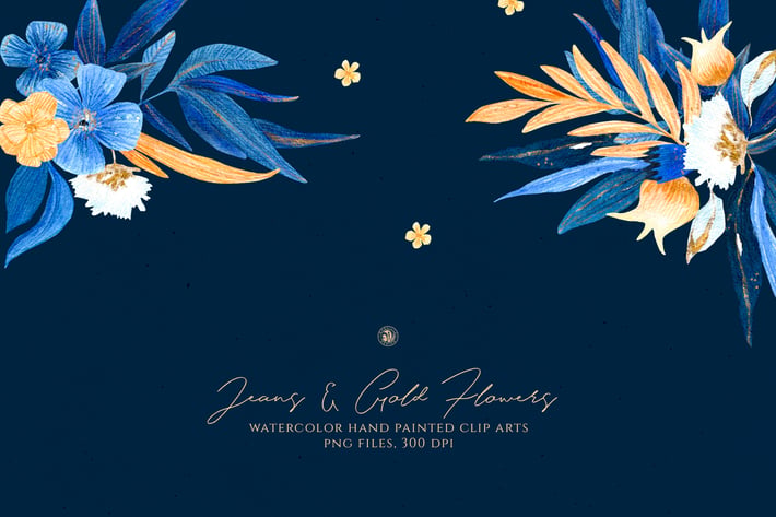 Jeans and Gold Flowers