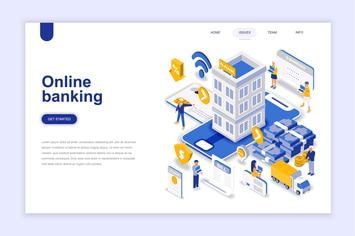 Online Banking Isometric Landing Page
