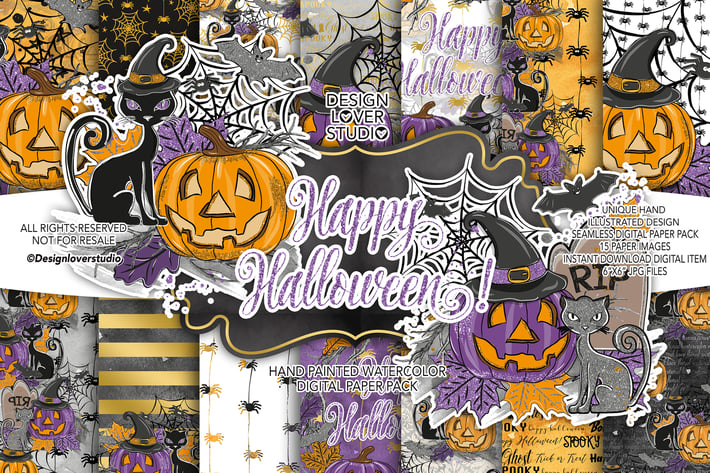 Happy Halloween digital paper pack
