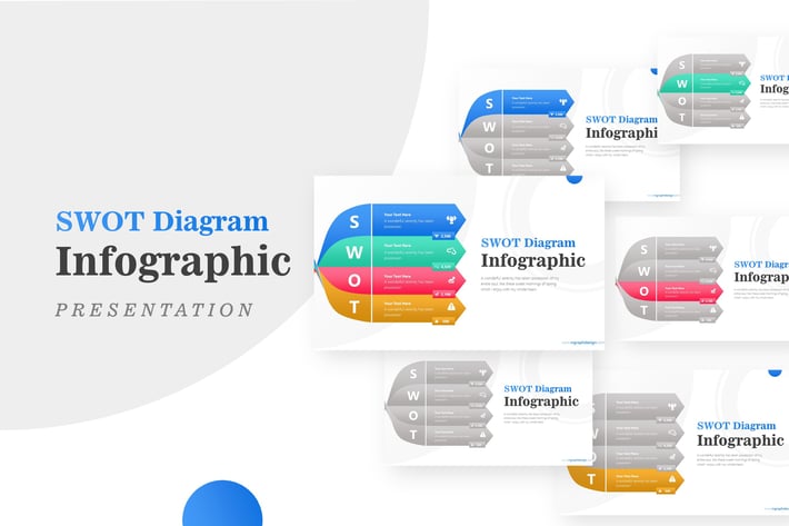 Creative Layer SWOT with Text Details Infographic