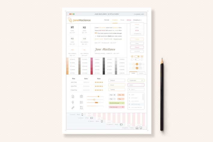 One Page UI Style Guide