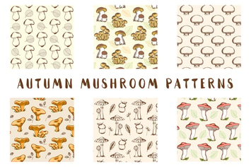 Vintage Autumn Mushroom Patterns