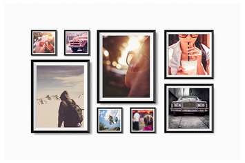 Realistic Photo Frames on Wall Mock-Up