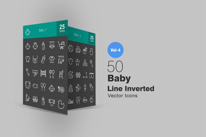 50 Baby Line Inverted Icons