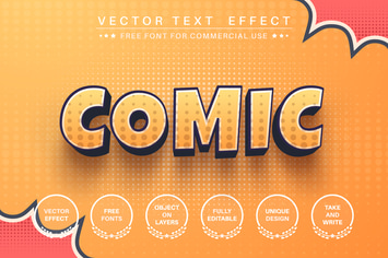 3D comic - editable text effect,  font style
