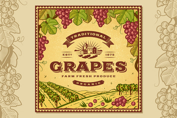 Vintage Grapes Label