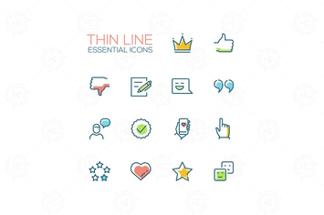 Social Network Signs - line deisign style icons