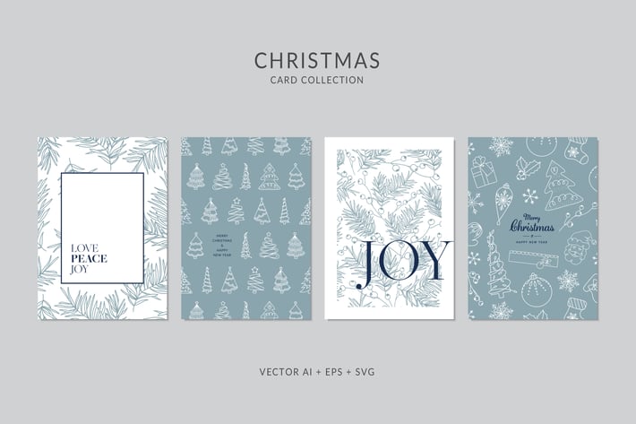 Christmas Greeting Card Vector Set