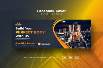Gym fitness social media web banner Facebook Cover