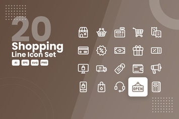 20 Shopping Line Icon Set