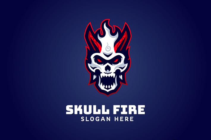 Skull Fire Mascot Logo