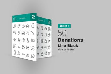 50 Donations Line Icons