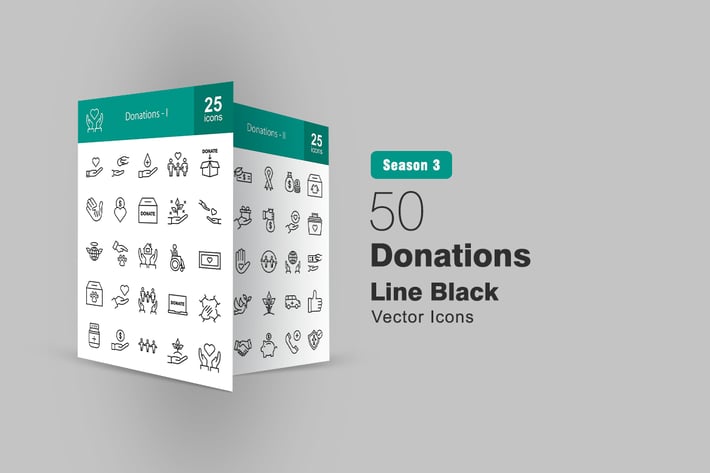 50 Donations Line Icons