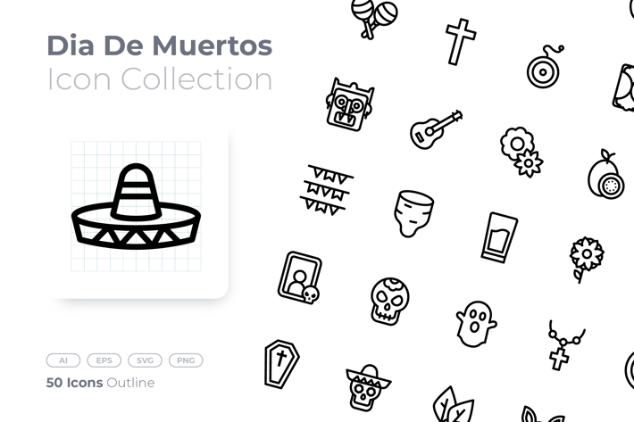 Dia De Muertos Outline Icon