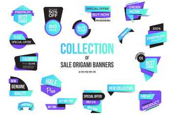 Vivid Colors Origami banners design