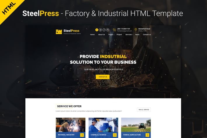 SteelPress - Industrial & Factory HTML Template
