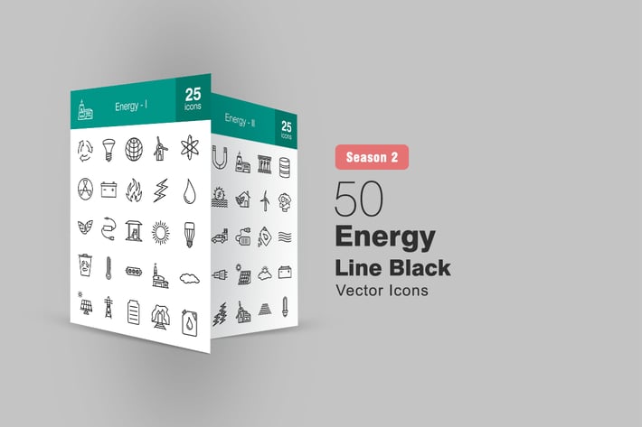 50 Energy Line Icons Season II