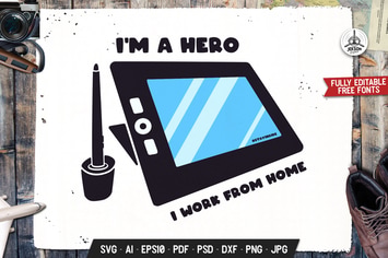 I Hero I Work From Home Retro Vector Badge Design