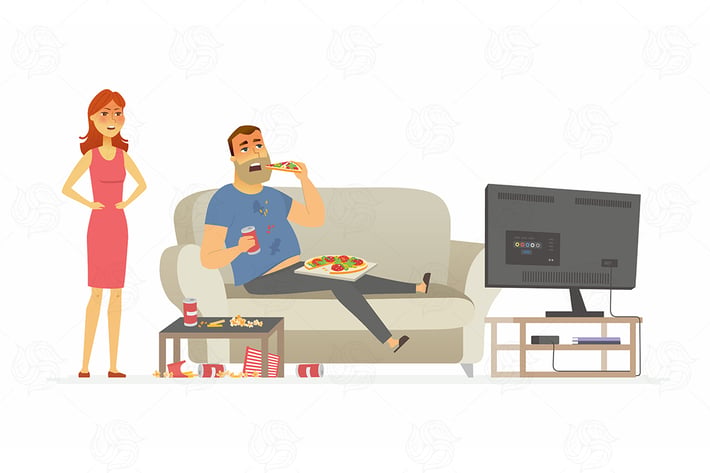 Wife angry with husband - vector illustration