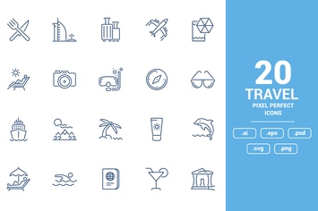Flat line icons design - Travel and Leisure