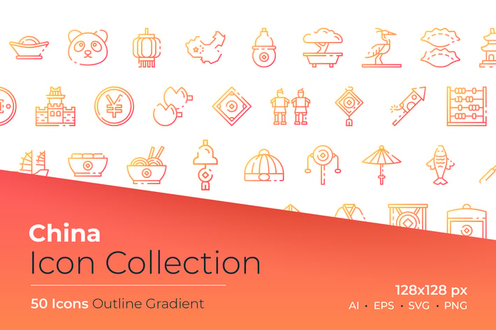 China Outline Gradient Icon