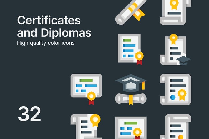 Certificate & Diplomas Icons 