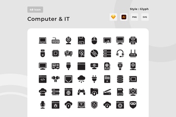 Computer & IT Glyph Style Icon Pack