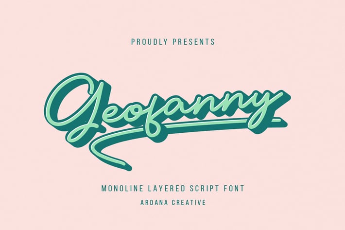 Geofanny | Monoline Layered Script Font