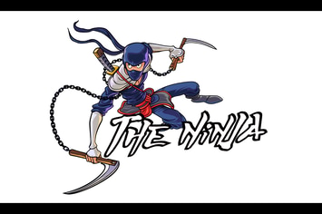 Cartoon Ninja with Chained Scythe Mascot Logo