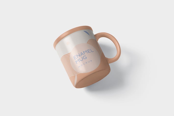 Round Enamel Mug Mockup With Handle