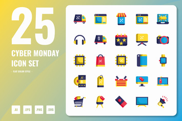 Cyber Monday Flat Icons