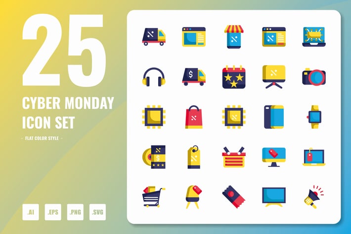 Cyber Monday Flat Icons