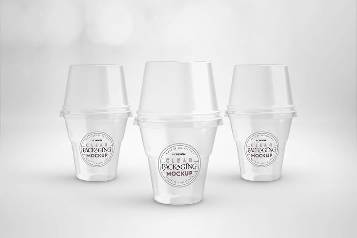 Clear Sundae Ice Cream Cups with Lids  Mockup