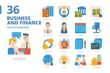 Business and Finance Flat style Icon Pack