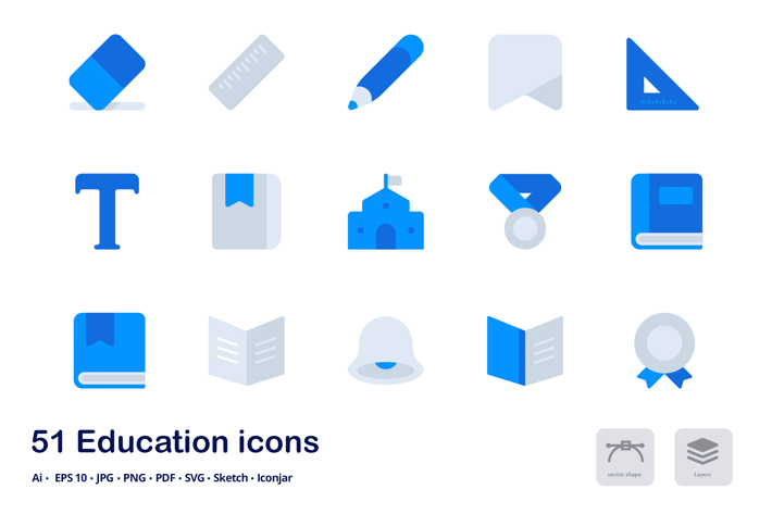 Education Accent Duo Tone Flat Icons