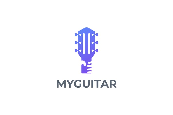 Modern Guitar and Hand Negative Space Logo