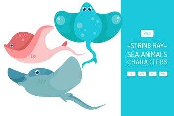 Cute Stingray - Sea Animals Characters Vol.13