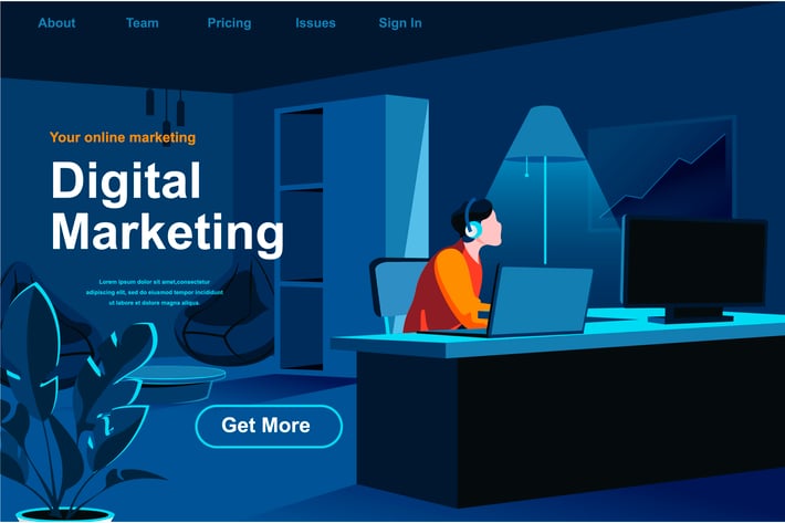 Digital Marketing Isometric Web Page Flat Concept