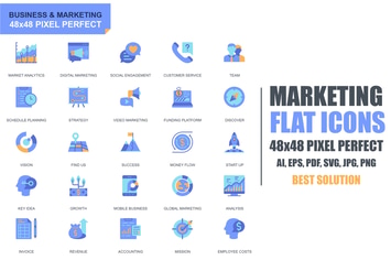 Simple Set Business and Marketing Flat Icons