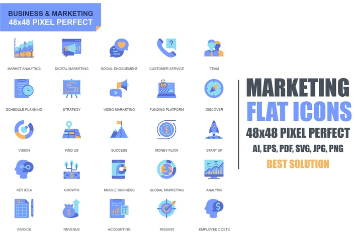 Simple Set Business and Marketing Flat Icons