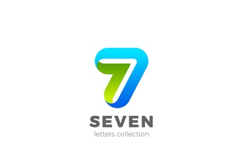 Number 7 Seven design 3D Ribbon style