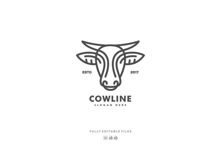 Cow Line Art Style Logo