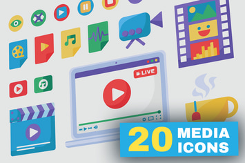 Live Stream Producing Tools Icons Set